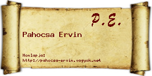 Pahocsa Ervin névjegykártya