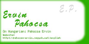 ervin pahocsa business card